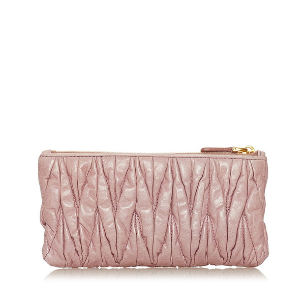 ミュウミュウ マテラッセ ポーチ ピンク レザー レディース MIUMIU 【中古】