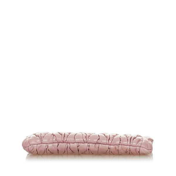 ミュウミュウ マテラッセ ポーチ ピンク レザー レディース MIUMIU 【中古】