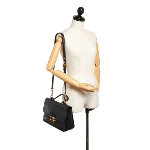 ミュウミュウ マドラス RN0726 ブラック レザー ハンドバッグ ショルダーバッグ 2WAY レディース MIUMIU 【中古】