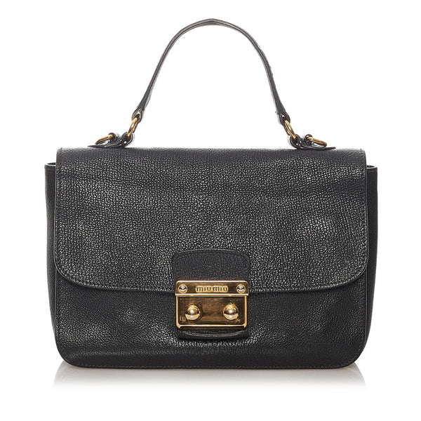 ミュウミュウ マドラス RN0726 ブラック レザー ハンドバッグ ショルダーバッグ 2WAY レディース MIUMIU 【中古】