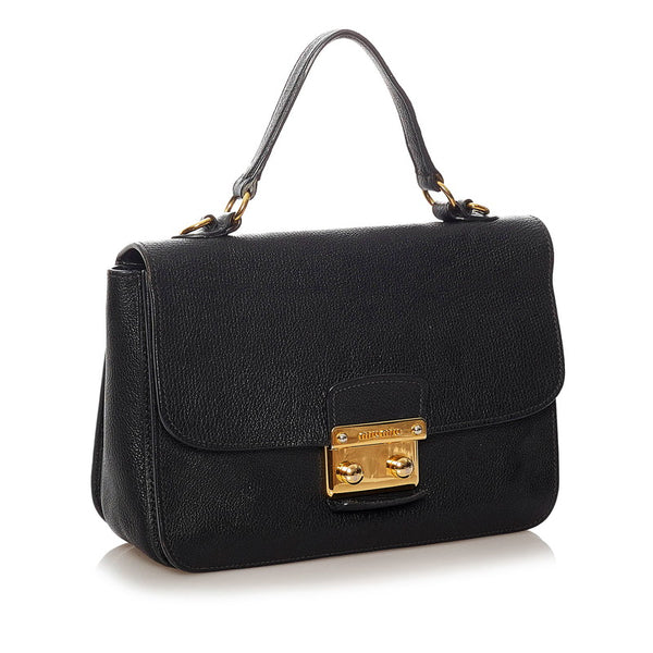 ミュウミュウ マドラス RN0726 ブラック レザー ハンドバッグ ショルダーバッグ 2WAY レディース MIUMIU 【中古】