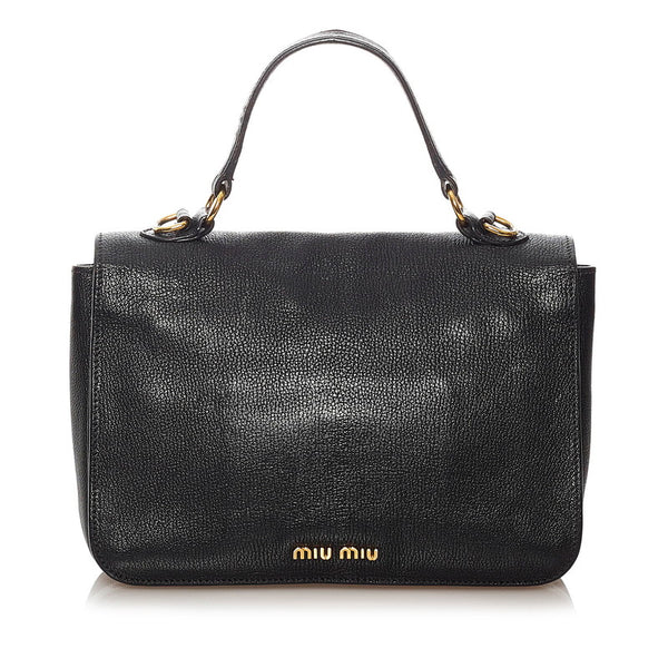 ミュウミュウ マドラス RN0726 ブラック レザー ハンドバッグ ショルダーバッグ 2WAY レディース MIUMIU 【中古】