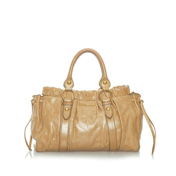 ミュウミュウ ハンドバッグ ショルダーバッグ 2WAY  ベージュ レザー レディース MIUMIU 【中古】