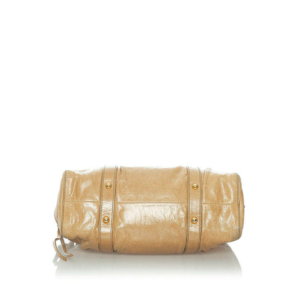 ミュウミュウ ハンドバッグ ショルダーバッグ 2WAY  ベージュ レザー レディース MIUMIU 【中古】