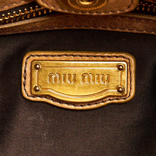 ミュウミュウ ハンドバッグ ショルダーバッグ 2WAY  ベージュ レザー レディース MIUMIU 【中古】