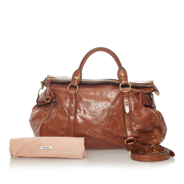 ミュウミュウ ハンドバッグ ショルダーバッグ２WAY ブラウン レザー レディース MIUMIU 【中古】