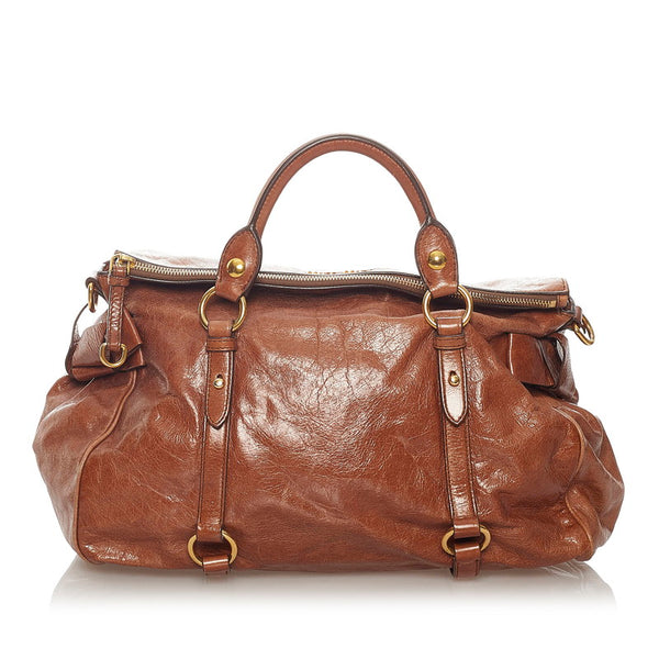 ミュウミュウ ハンドバッグ ショルダーバッグ２WAY ブラウン レザー レディース MIUMIU 【中古】