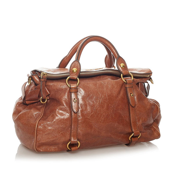 ミュウミュウ ハンドバッグ ショルダーバッグ２WAY ブラウン レザー レディース MIUMIU 【中古】