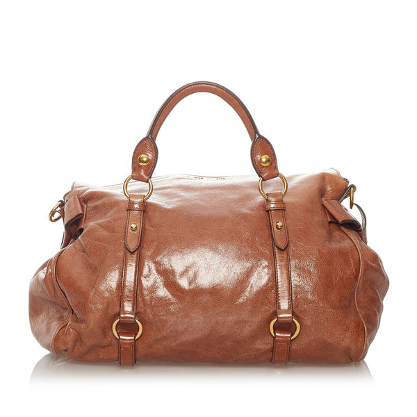 ミュウミュウ ハンドバッグ ショルダーバッグ２WAY ブラウン レザー レディース MIUMIU 【中古】