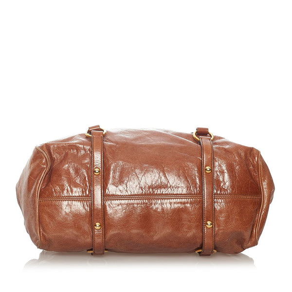 ミュウミュウ ハンドバッグ ショルダーバッグ２WAY ブラウン レザー レディース MIUMIU 【中古】