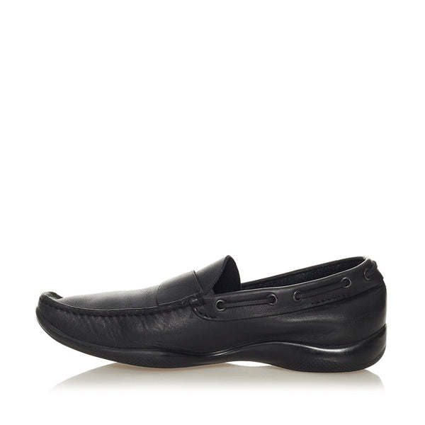 プラダスポーツ モカシン ローファー ブラック レザー メンズ PRADA SPORTS 【中古】