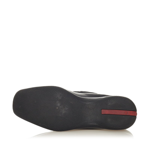 プラダスポーツ モカシン ローファー ブラック レザー メンズ PRADA SPORTS 【中古】