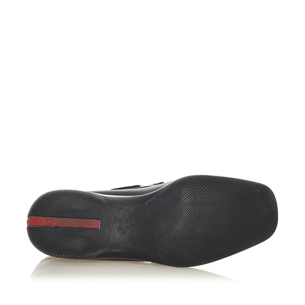プラダスポーツ モカシン ローファー ブラック レザー メンズ PRADA SPORTS 【中古】
