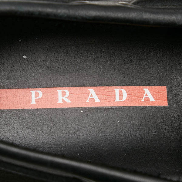 プラダスポーツ モカシン ローファー ブラック レザー メンズ PRADA SPORTS 【中古】