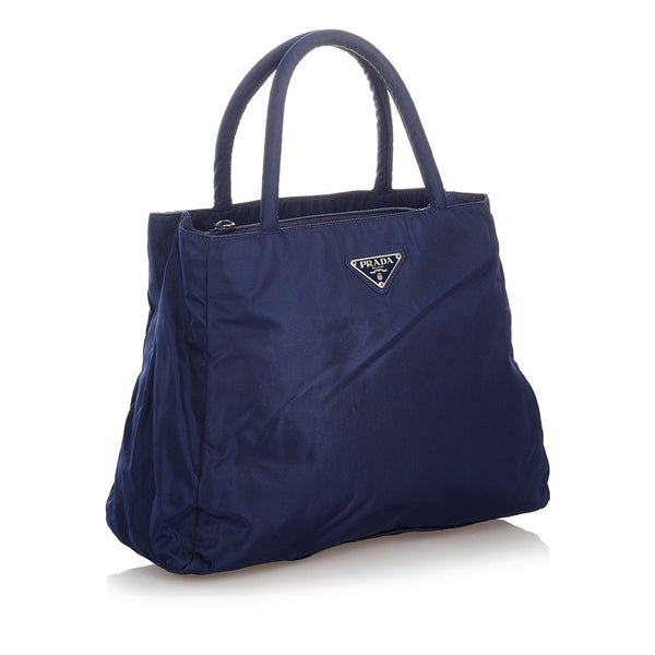 プラダ ポコノ ネイビー ナイロン ハンドバッグ レディース PRADA 【中古】