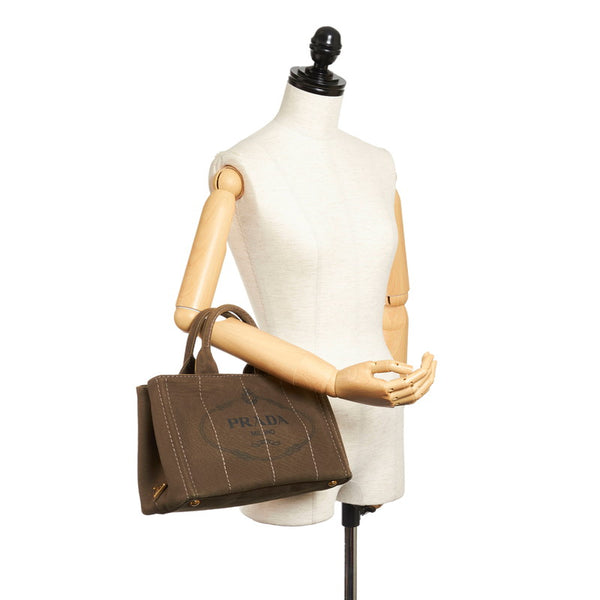 プラダ カナパ カーキ キャンバス ハンドバッグ レディース PRADA 【中古】
