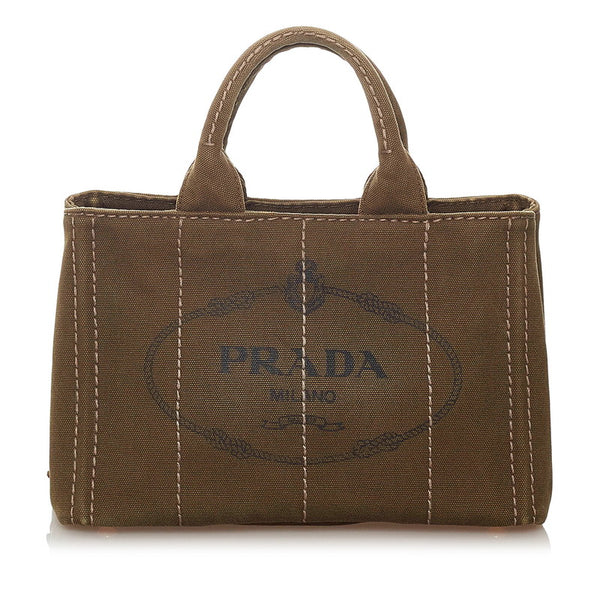 プラダ カナパ カーキ キャンバス ハンドバッグ レディース PRADA 【中古】