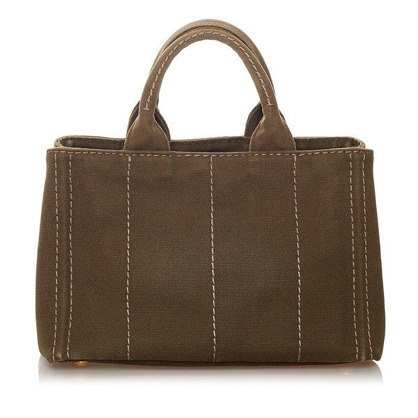 プラダ カナパ カーキ キャンバス ハンドバッグ レディース PRADA 【中古】
