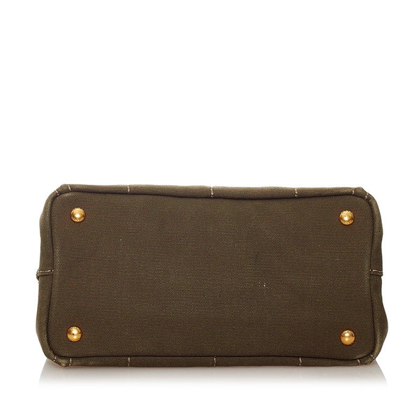 プラダ カナパ カーキ キャンバス ハンドバッグ レディース PRADA 【中古】