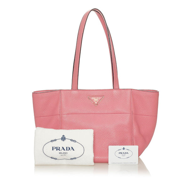 プラダ ヴィッテロダイノ BR5092 ピンク レザー ハンドバッグ レディース PRADA 【中古】