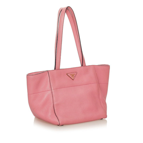 プラダ ヴィッテロダイノ BR5092 ピンク レザー ハンドバッグ レディース PRADA 【中古】