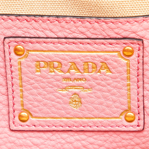 プラダ ヴィッテロダイノ BR5092 ピンク レザー ハンドバッグ レディース PRADA 【中古】