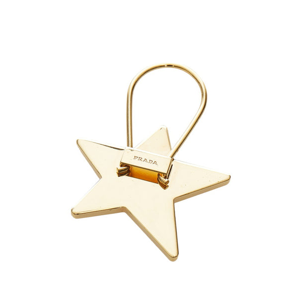 プラダ ブラック ゴールド レザー メッキ スター 星 チャーム レディース PRADA 【中古】