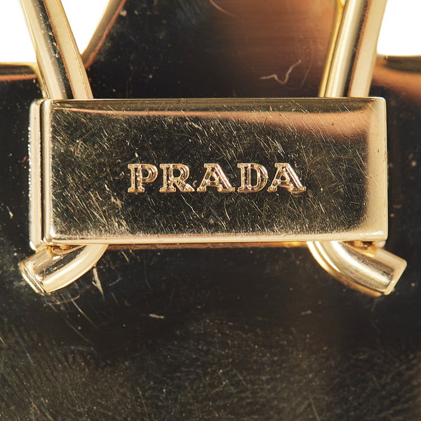 プラダ ブラック ゴールド レザー メッキ スター 星 チャーム レディース PRADA 【中古】