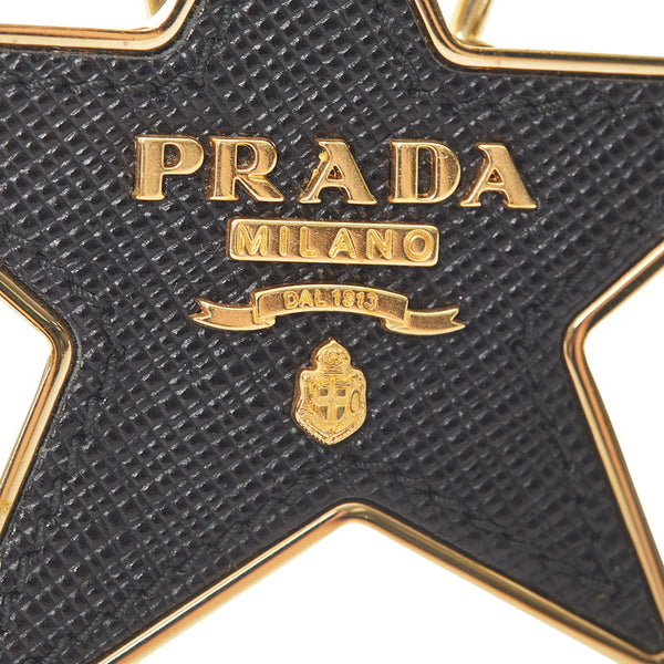 プラダ ブラック ゴールド レザー メッキ スター 星 チャーム レディース PRADA 【中古】
