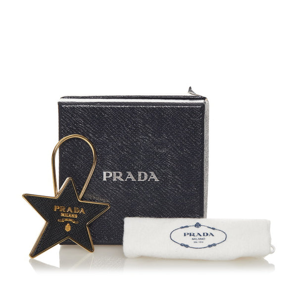 プラダ ブラック ゴールド レザー メッキ スター 星 チャーム レディース PRADA 【中古】