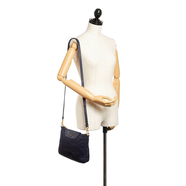 プラダ 斜め掛け ショルダーバッグ ネイビー ナイロン レディース PRADA 【中古】