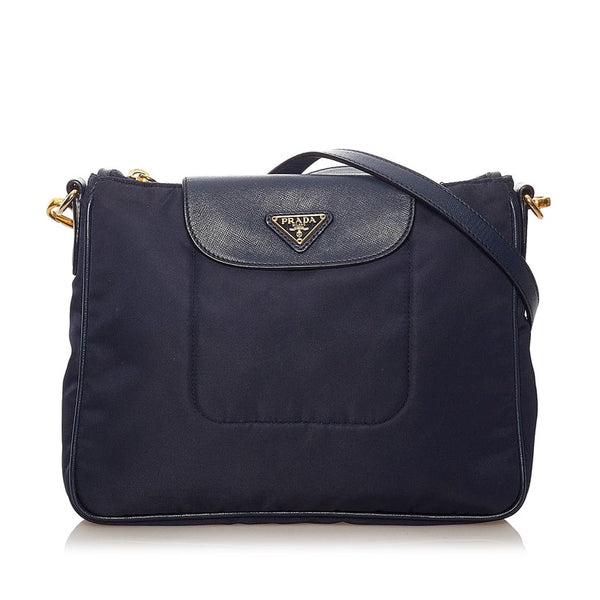 プラダ 斜め掛け ショルダーバッグ ネイビー ナイロン レディース PRADA 【中古】