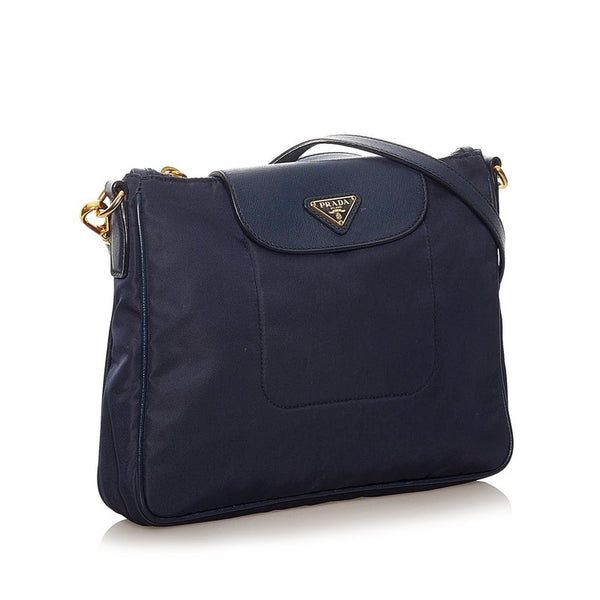 プラダ 斜め掛け ショルダーバッグ ネイビー ナイロン レディース PRADA 【中古】