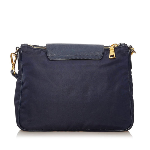 プラダ 斜め掛け ショルダーバッグ ネイビー ナイロン レディース PRADA 【中古】