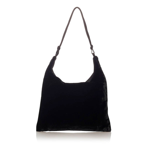 プラダ B8660 ブラック ベロア ワンショルダー レディース PRADA 【中古】