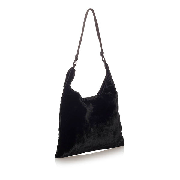 プラダ B8660 ブラック ベロア ワンショルダー レディース PRADA 【中古】