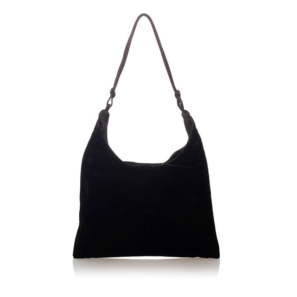 プラダ B8660 ブラック ベロア ワンショルダー レディース PRADA 【中古】
