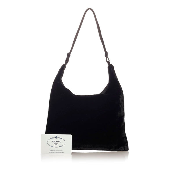 プラダ B8660 ブラック ベロア ワンショルダー レディース PRADA 【中古】