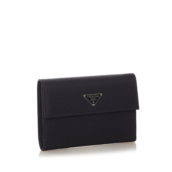 プラダ M510 ブラック ナイロン レザー 三つ折り財布 レディース PRADA 【中古】