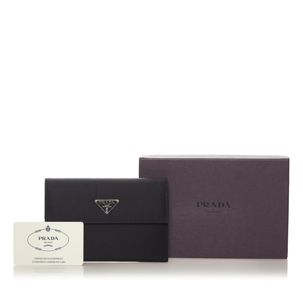 プラダ M510 ブラック ナイロン レザー 三つ折り財布 レディース PRADA 【中古】