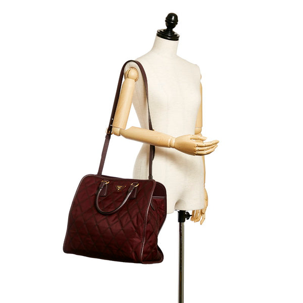 プラダ キルティング ハンドバッグ ショルダーバッグ 2WAY パープル ナイロン レディース PRADA 【中古】