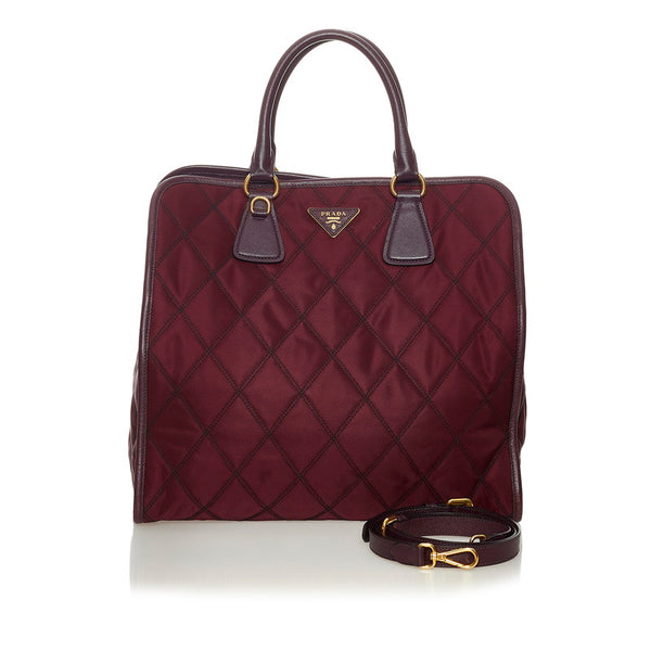 プラダ キルティング ハンドバッグ ショルダーバッグ 2WAY パープル ナイロン レディース PRADA 【中古】