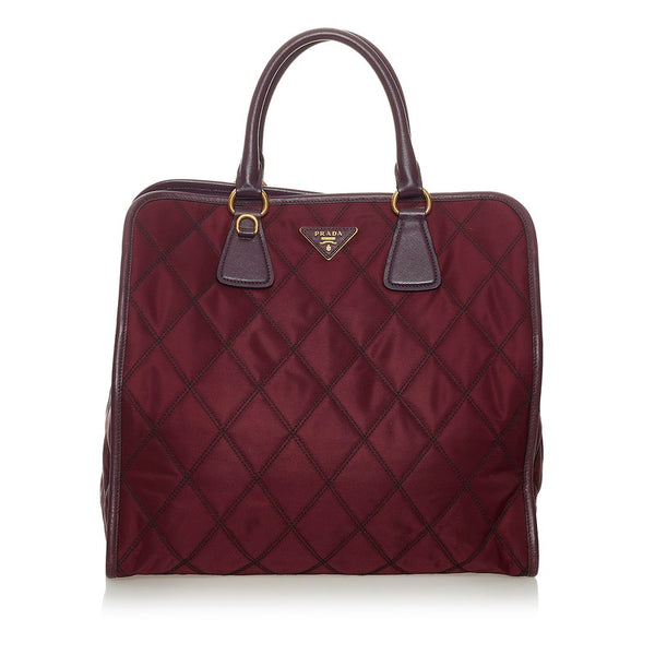 プラダ キルティング ハンドバッグ ショルダーバッグ 2WAY パープル ナイロン レディース PRADA 【中古】