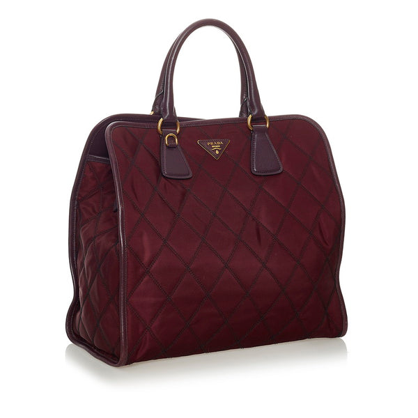 プラダ キルティング ハンドバッグ ショルダーバッグ 2WAY パープル ナイロン レディース PRADA 【中古】