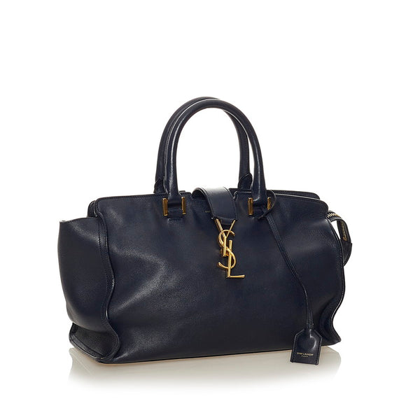 サンローラン ネイビー レザー ハンドバッグ レディース SAINT LAURENT 【中古】