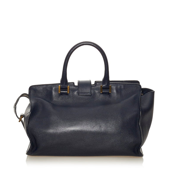 サンローラン ネイビー レザー ハンドバッグ レディース SAINT LAURENT 【中古】