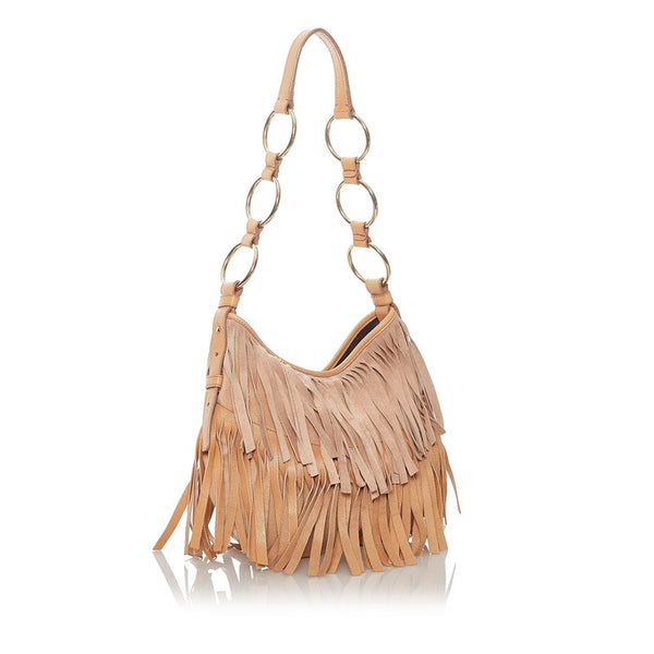 サンローラン ボエム ショルダーバッグ 138961 ベージュ スウェード レザー レディース SAINT LAURENT 【中古】