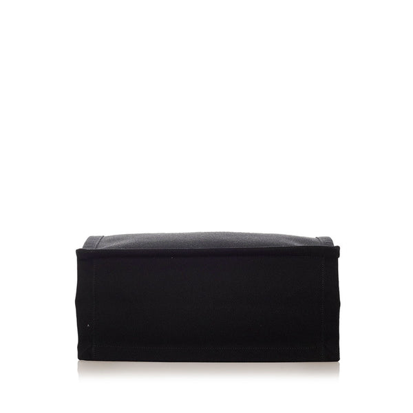 サンローラン リヴゴーシュ ブラック キャンバス レザー トートバッグ メンズ SAINT LAURENT 【中古】