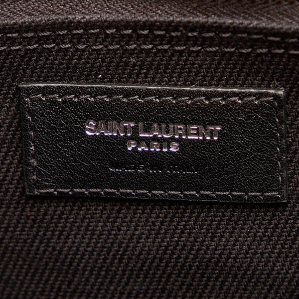 サンローラン リヴゴーシュ ブラック キャンバス レザー トートバッグ メンズ SAINT LAURENT 【中古】