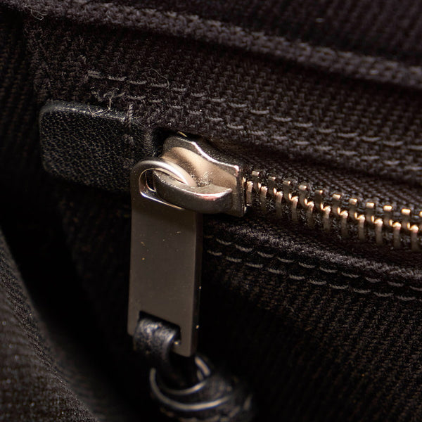 サンローラン リヴゴーシュ ブラック キャンバス レザー トートバッグ メンズ SAINT LAURENT 【中古】